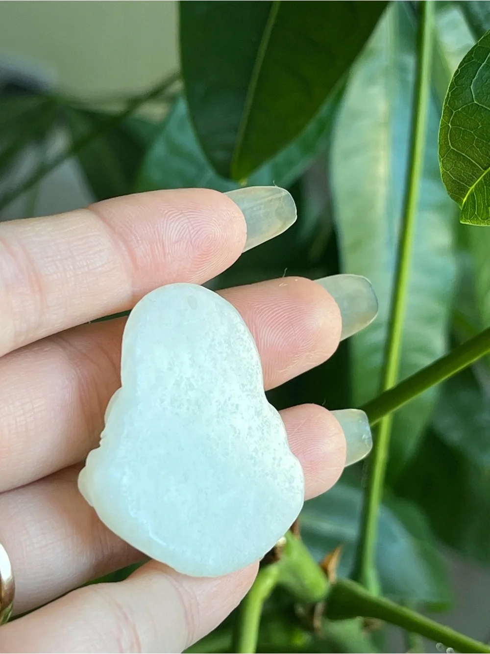 Natural White Jadeite-Style Nephrite Jade Carved Laughing Buddha Pendant - NWOT